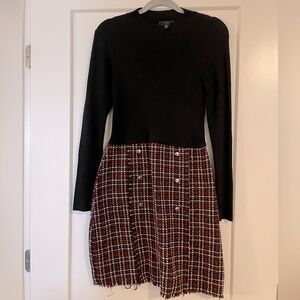 Lipsy London dress in size 8; black and plaid long sleeve dress